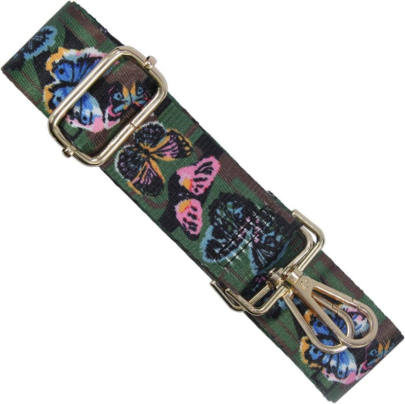 Duwi Wide Handbag&Purse Strap Jacquard Woven Guitar Style Multicolor Replacement Strap Canvas Adjustable Crossbody Bag Strap, No，green，butterfly - Image 4