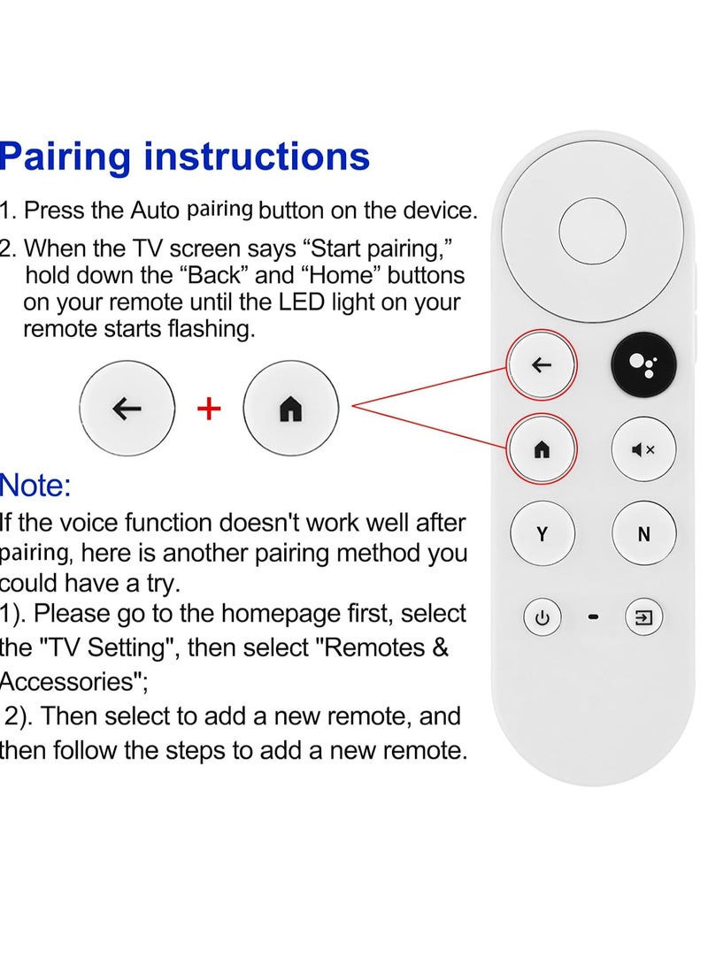 ELTRAZONE Replacement Voice Remote Control for Google TV 4K Snow 2020, Compatible with Google Chromecast 2020 4K Snow G9N9N GA01920, with Shortcut Buttons with battery - Image 5