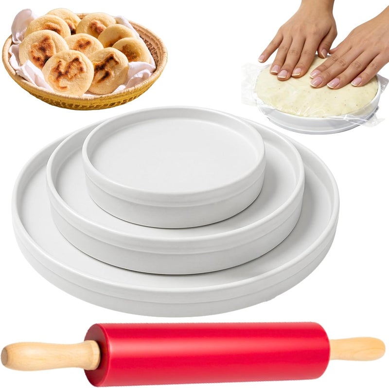 TRAITOOLS Molde para Arepas Rodillo Incluido (with Rolling Pin) – 3 Sizes (5.9", 4.3", 3.1") & Double Thickness for Perfect Arepas Colombianas, Gorditas, & More – Durable, Food-Safe, Easy-to-Clean Kitchen Tool - Image 1