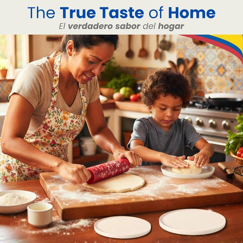 TRAITOOLS Molde para Arepas Rodillo Incluido (with Rolling Pin) – 3 Sizes (5.9", 4.3", 3.1") & Double Thickness for Perfect Arepas Colombianas, Gorditas, & More – Durable, Food-Safe, Easy-to-Clean Kitchen Tool - Image 4