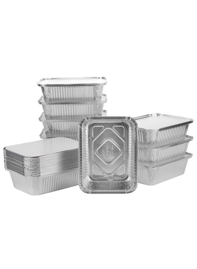 Nicole Home Collection Nicole Home Collection Aluminum Pans With Lids - 25 Count - 5LB (10" x7.5) Oblong Pans - To Go Containers With Lids - Disposable Tin Foil Pans - Perfect For Catering, Meal Prep, Baking, Freezer Safe  - Image 4