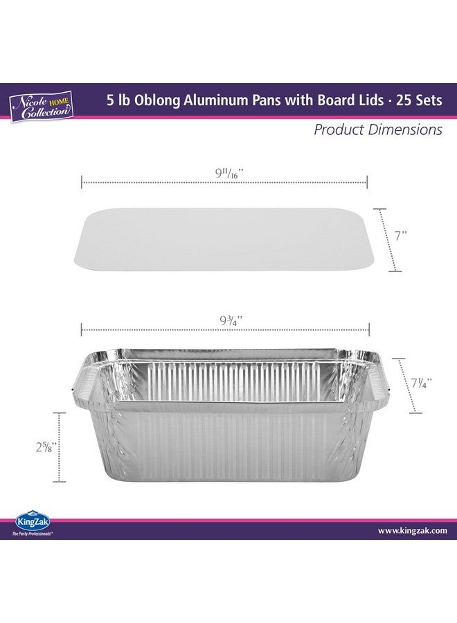 Nicole Home Collection Nicole Home Collection Aluminum Pans With Lids - 25 Count - 5LB (10" x7.5) Oblong Pans - To Go Containers With Lids - Disposable Tin Foil Pans - Perfect For Catering, Meal Prep, Baking, Freezer Safe  - Image 3