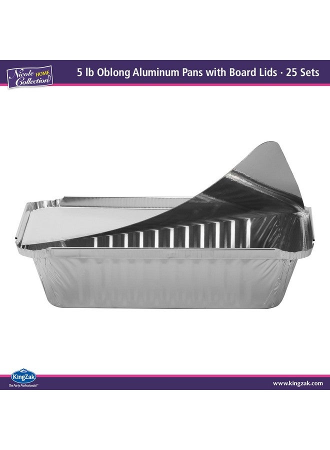 Nicole Home Collection Nicole Home Collection Aluminum Pans With Lids - 25 Count - 5LB (10" x7.5) Oblong Pans - To Go Containers With Lids - Disposable Tin Foil Pans - Perfect For Catering, Meal Prep, Baking, Freezer Safe  - Image 5