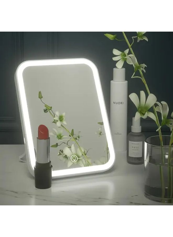 LED Makeup Mirror with Pink Smart Dimming USB Rechargeable Foldable Vanity Mirror 3 Color Modes 500mAh Battery Portable Hand Held Mirror for Women Beauty Ideal Gift Birthday - Image 2