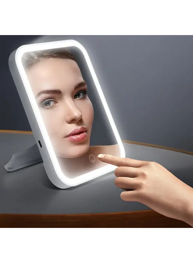 LED Makeup Mirror with Pink Smart Dimming USB Rechargeable Foldable Vanity Mirror 3 Color Modes 500mAh Battery Portable Hand Held Mirror for Women Beauty Ideal Gift Birthday - Image 1