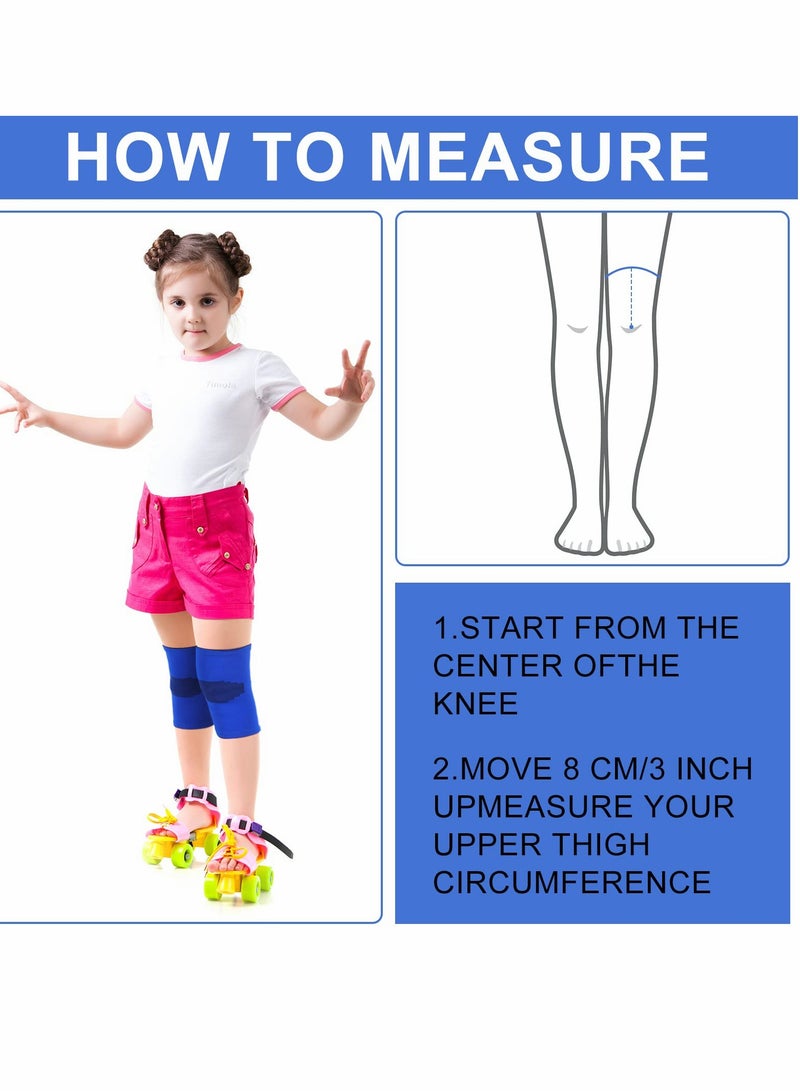 Knee Sleeve for Kids, Knee Brace Knee Support for Children, Knee Compression Sleeve Child Knee Pads for Basketball Volleyball Sports Gymnastics Blue and Black 2 Pairs, M
