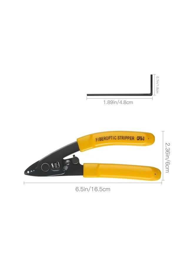 PROMASS promass Fiber Optic Stripping Pliers, Squeeze Pliers 3 Port Hole Fiber Optic Stripping Tool with Hex Socket Wrench for Jacket, Buffer, and 125μm-250μm Coating Stripping  - Image 4