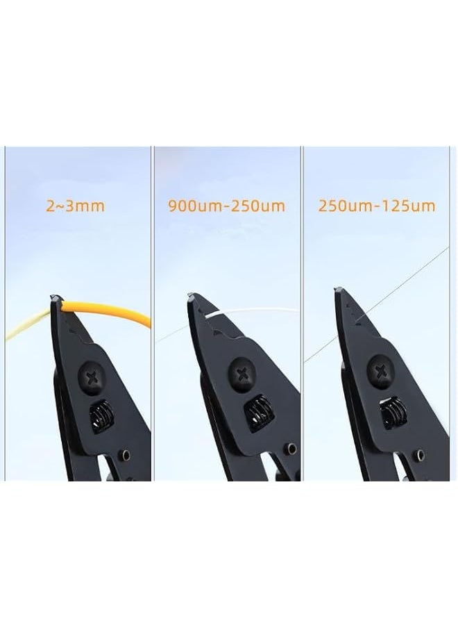 PROMASS promass Fiber Optic Stripping Pliers, Squeeze Pliers 3 Port Hole Fiber Optic Stripping Tool with Hex Socket Wrench for Jacket, Buffer, and 125μm-250μm Coating Stripping  - Image 5