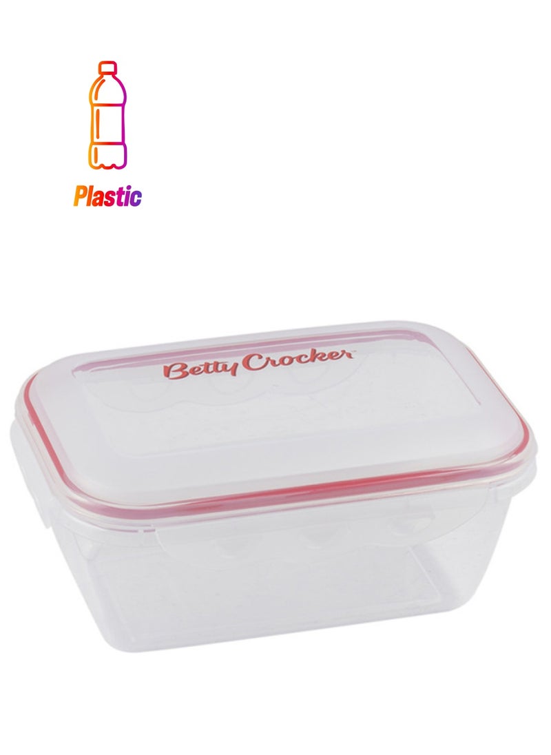 Betty Crocker - Betty Crocker Rectangular Food Container 1600Ml Transparent & Red - Image 1