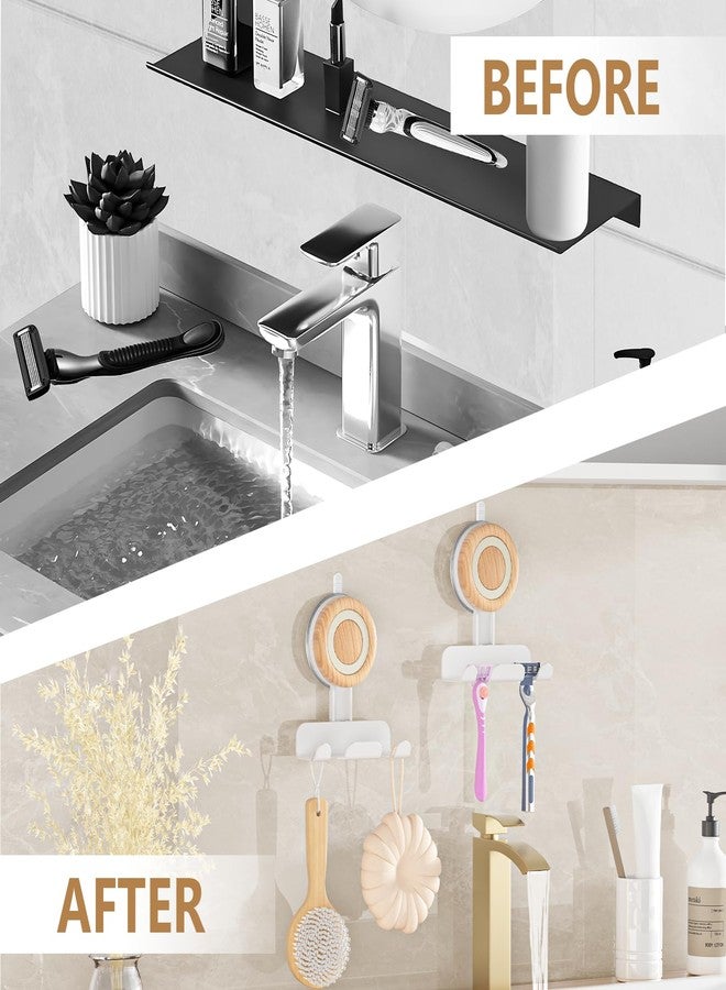 Cinola Razor Holder for Shower, Suction Cup Shaver Holder for Wall, Removable&Reusable Suction Cup Hooks for Bathroom, Damage-Free Suction Shower Hooks, Wall Mounted Razor Stand, White - Image 4