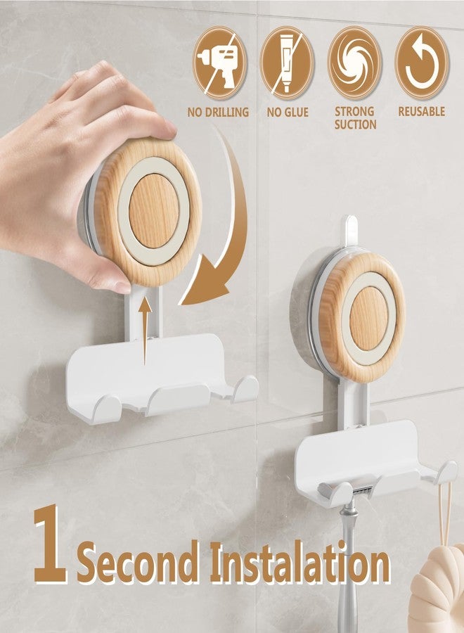 Cinola Razor Holder for Shower, Suction Cup Shaver Holder for Wall, Removable&Reusable Suction Cup Hooks for Bathroom, Damage-Free Suction Shower Hooks, Wall Mounted Razor Stand, White - Image 2