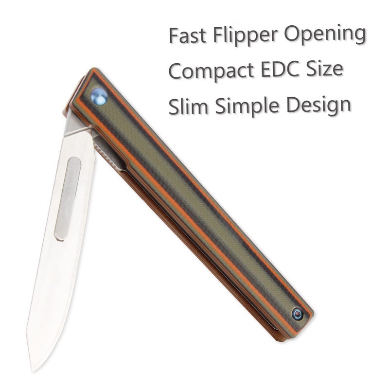 TENCHILON G37 Small Pocket Scalpel Knife, 10pcs #60 Replaceable Blades, Slender Compact Slim Gentleman's Flipper Folding Scalpel EDC Utility Knives with Blue Titanium Belt Clip - Image 4