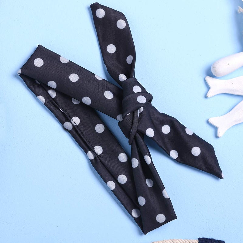 Aalizzwell Baby Girl Bikini,Kids Toddler Polka Dot Swimsuits Halter Swimwear Bikinis Set with Headband (Black, 6-12 Months) - Image 3