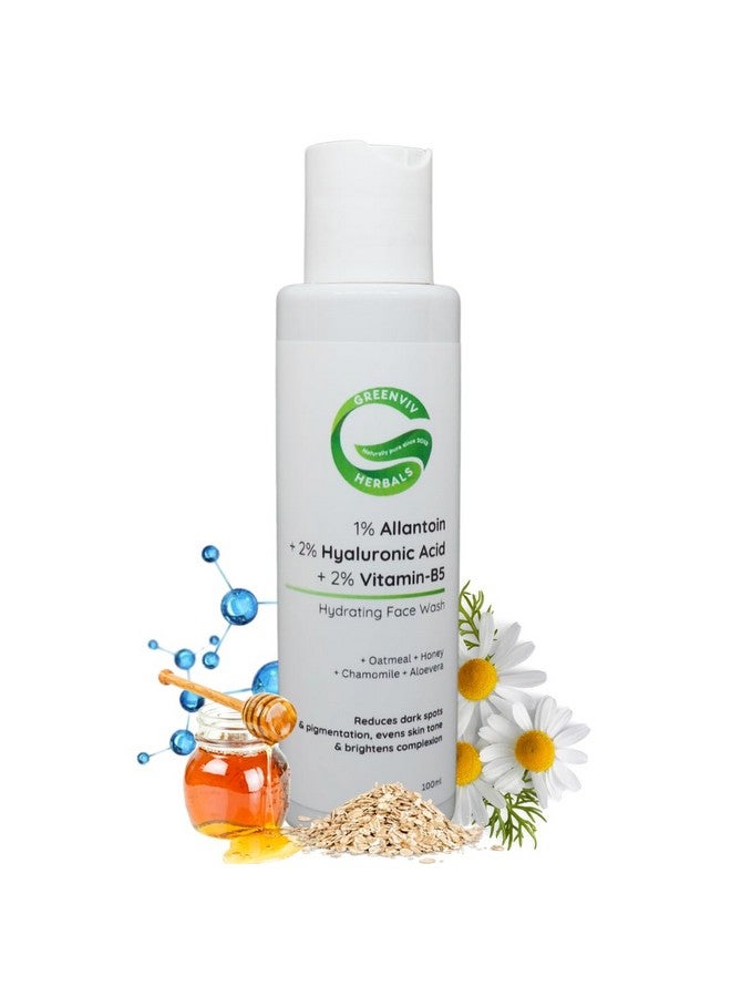 Greenviv 1% Allantoin + 2% Hyaluronic Acid + 2% Vitamin B5 Hydration Boosting Face Wash | Deep Hydration, Soothing & Redness Care | 100ml - Image 1