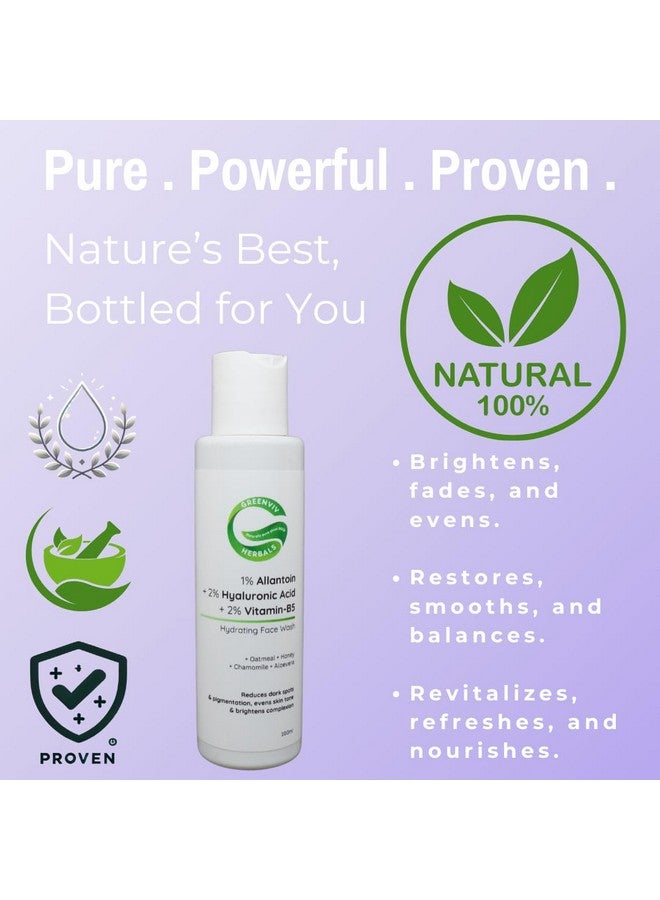 Greenviv 1% Allantoin + 2% Hyaluronic Acid + 2% Vitamin B5 Hydration Boosting Face Wash | Deep Hydration, Soothing & Redness Care | 100ml - Image 2