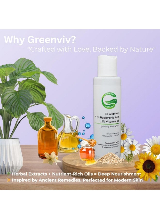 Greenviv 1% Allantoin + 2% Hyaluronic Acid + 2% Vitamin B5 Hydration Boosting Face Wash | Deep Hydration, Soothing & Redness Care | 100ml - Image 4