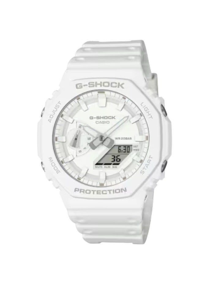 CASIO Casio G-Shock GA-2100-7A7ER Men’s Analog-Digital Watch – White Resin Band, Carbon Core Guard, Shock Resistant, 200M Water Resistant, World Time, Stopwatch, Alarm, LED Light, Sport Casual Style - Image 1