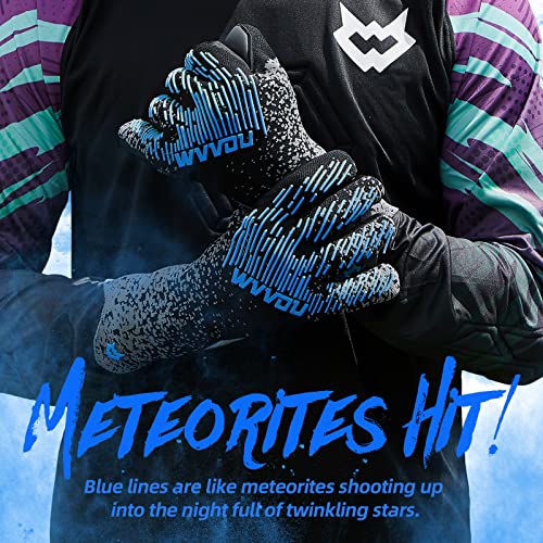 WVVOU Soccer Goalie Goalkeeper Gloves for Youth & Adult, Enhanced Latex Palm Grip, Breathable Knitted Fabric, Suitable for Game & Training, Blue, Size 10 - Image 2