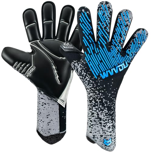 WVVOU Soccer Goalie Goalkeeper Gloves for Youth & Adult, Enhanced Latex Palm Grip, Breathable Knitted Fabric, Suitable for Game & Training, Blue, Size 10 - Image 1
