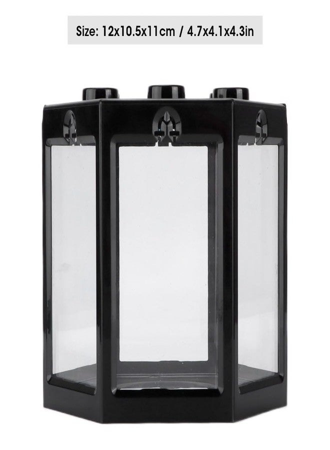 Chiffonade 4.7 Inch Hexagonal Mini Aquarium Tank Leak-Proof Plastic Stackable Portable Fish Tank for Desk Decor Terrarium Habitat(Black) - Image 2