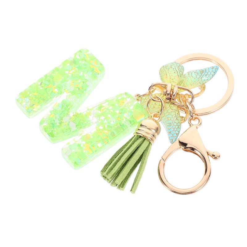 Initial Keychain Resin Epoxy Keychain Ornament Alphabet Keychain With Tassel ( ) - Image 1