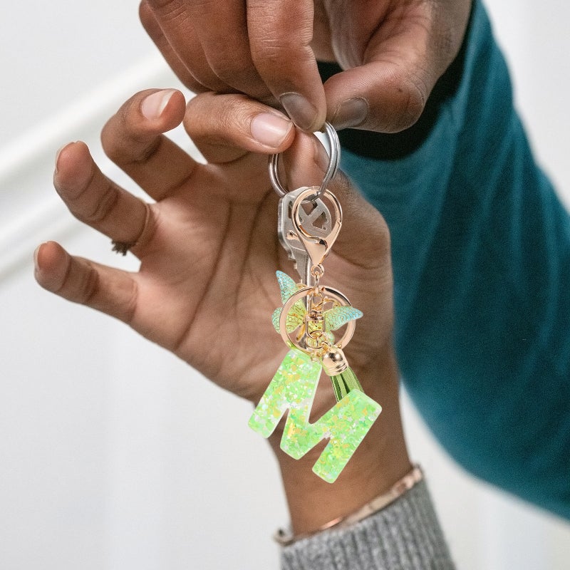 Initial Keychain Resin Epoxy Keychain Ornament Alphabet Keychain With Tassel ( ) - Image 2