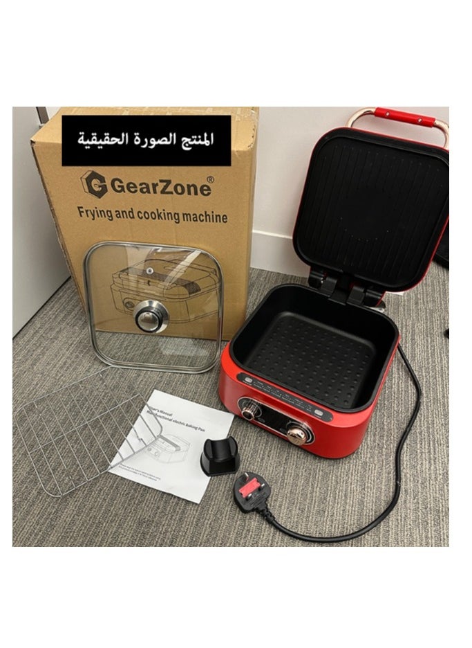 جيرزون اللون الأحمر - مقلاة خبز كهربائية وآلة طهي ذات ارتفاع عميق، متعددة الوظائف، قلي، خبز، غلي، بخار  - Image 3
