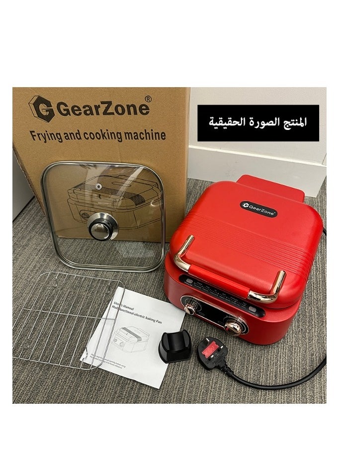 جيرزون اللون الأحمر - مقلاة خبز كهربائية وآلة طهي ذات ارتفاع عميق، متعددة الوظائف، قلي، خبز، غلي، بخار  - Image 4