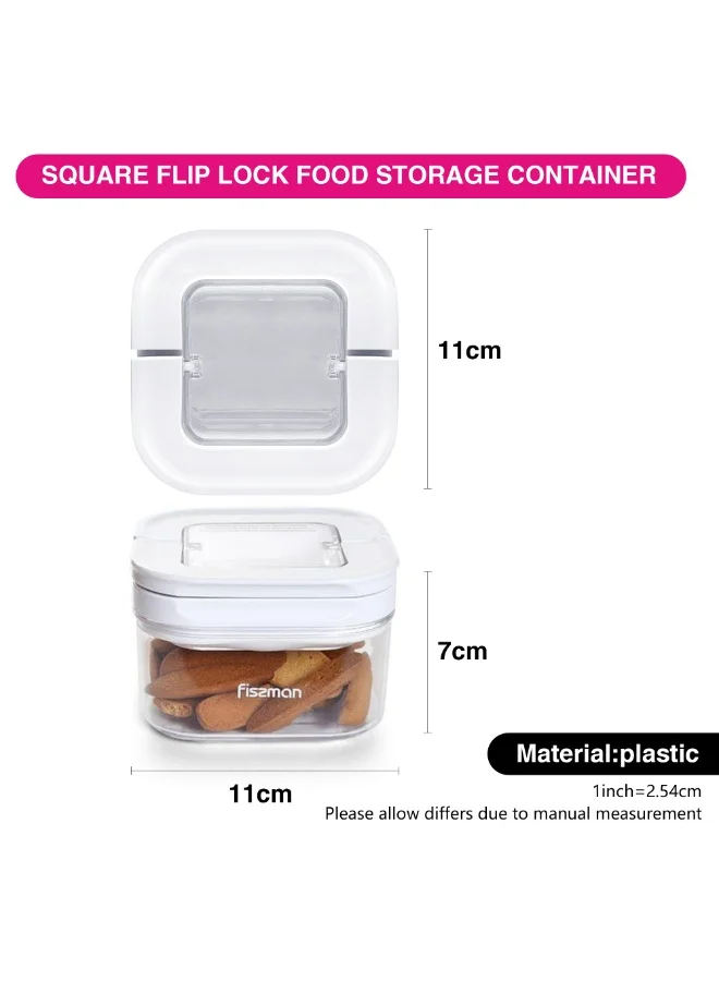 Fissman  Square Flip Lock Food Storage Container 11x11x7cm/450ml (Plastic)  | Best Price UAE