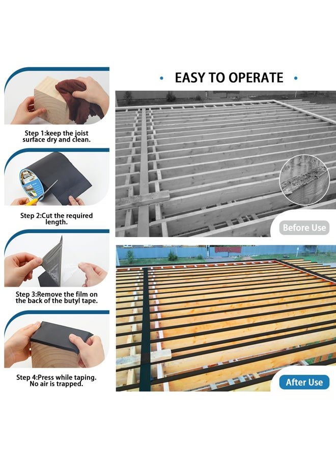 Heelos Joist Tape for Decking 6''×50', 2 Pack Weather-Resistant Deck Joist Tape,Waterproof Seal Antiseptic Butyl Joist Tape,Self-Adhesive Flashing Joist Tape for Wood Decks Beams Roof - Image 5