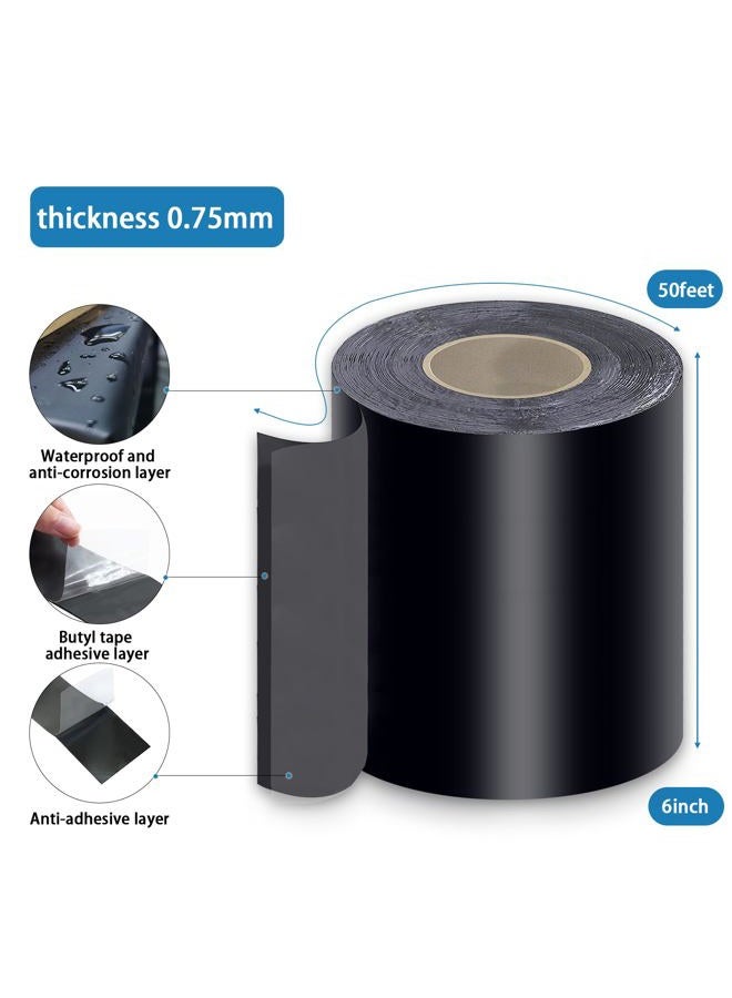 Heelos Joist Tape for Decking 6''×50', 2 Pack Weather-Resistant Deck Joist Tape,Waterproof Seal Antiseptic Butyl Joist Tape,Self-Adhesive Flashing Joist Tape for Wood Decks Beams Roof - Image 2