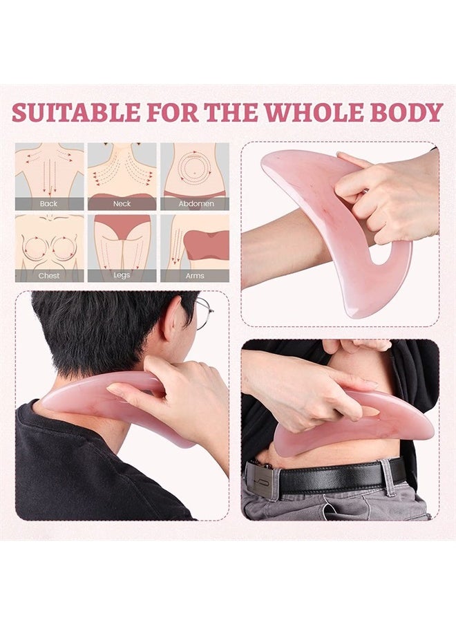 Gua Sha Massage Tool with Handle (Resin) Larger Guasha Scraping Tool for Back Neck Face Leg Massage, Lymphatic Drainage, Cellulite Remove - Large
