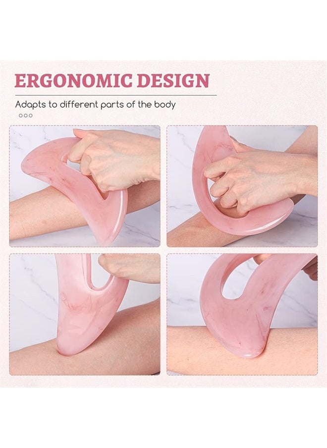 Gua Sha Massage Tool with Handle (Resin) Larger Guasha Scraping Tool for Back Neck Face Leg Massage, Lymphatic Drainage, Cellulite Remove - Large