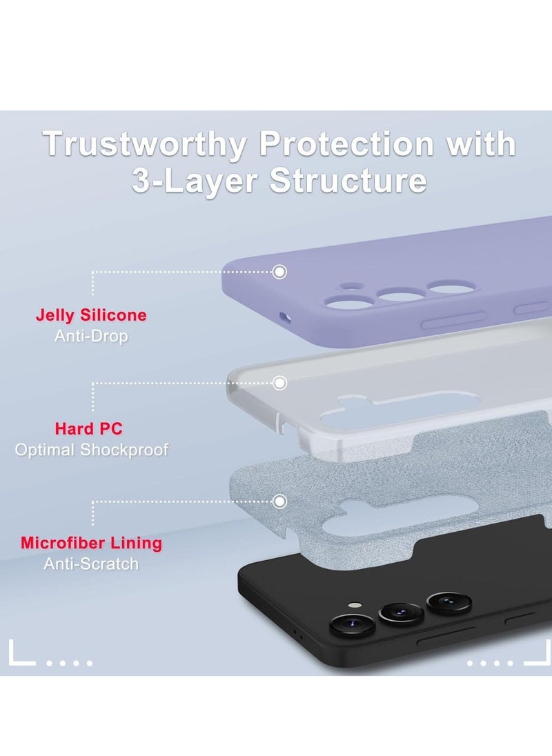 Raxoom Samsung Galaxy S24 Plus Silicone Case with Screen Protector - Full Body Shockproof Slim Cover, Soft Anti-Scratch Microfiber Lining, Wireless Charging Support (Lavender) - Image 2