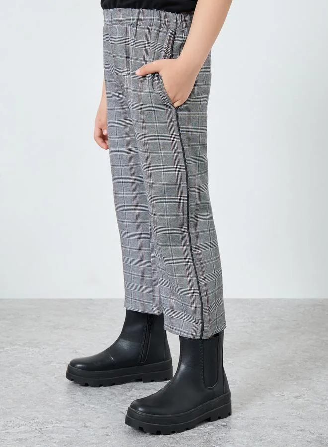 Styli Styli Checked Elastic Waist Pants