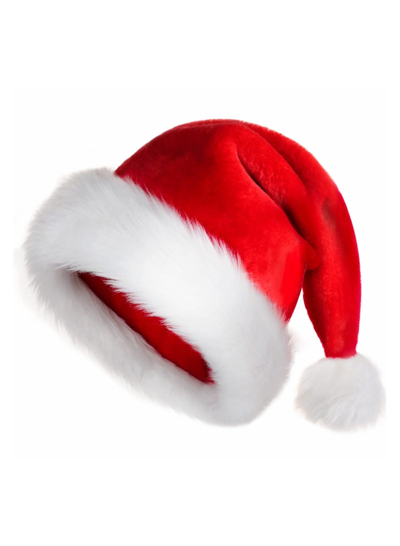 Christmas Velvet Santa Hat with Fluffy Trim|Red Santa Hat|Christmas|Christmas Hat|Santa Claus Hat|Christmas Party|Christmas Decor|X-Mas Hat|Christmas Cap (Kids) - Image 1