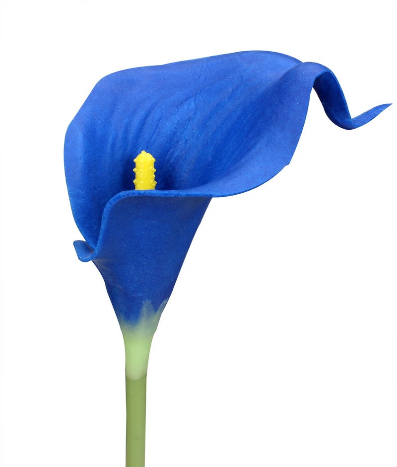 Duovlo 20pcs Calla Lily Bridal Wedding Bouquet Lataex Real Touch Artificial Flower Home Party Decor (Navy Blue) - Image 2