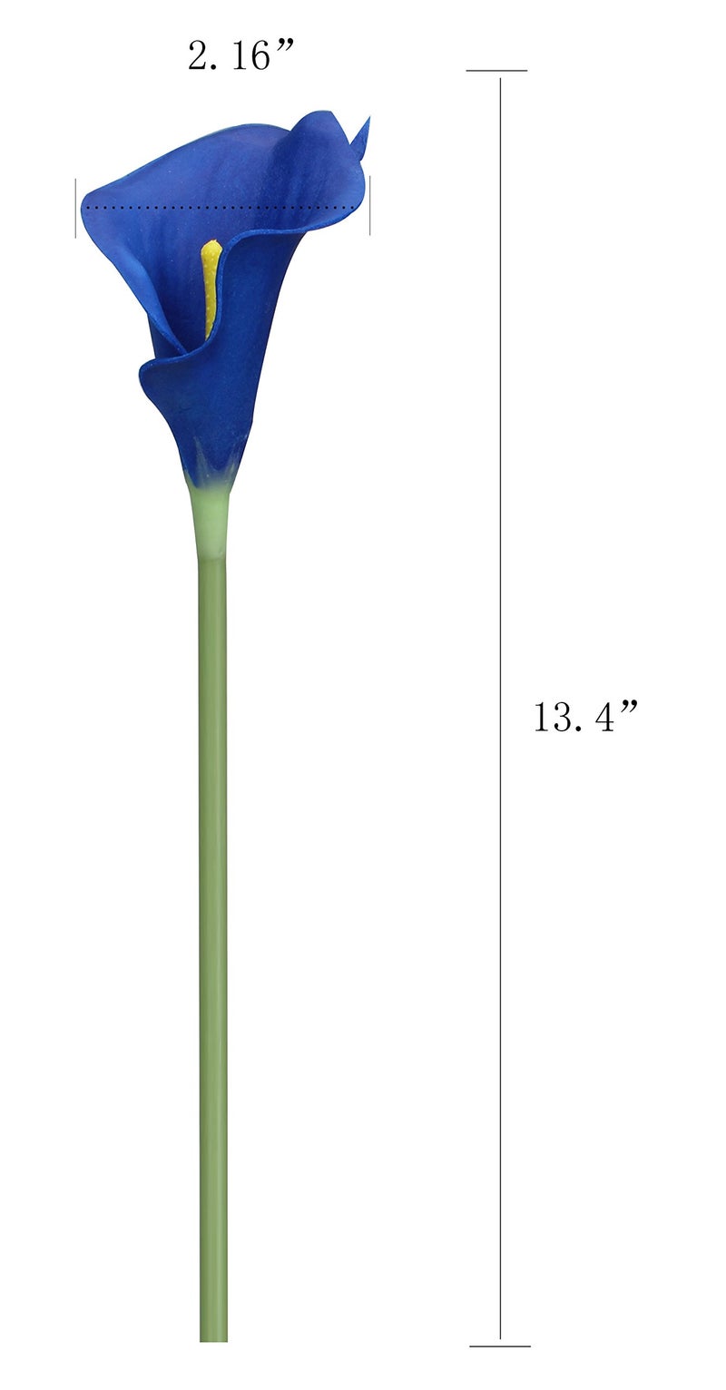 Duovlo 20pcs Calla Lily Bridal Wedding Bouquet Lataex Real Touch Artificial Flower Home Party Decor (Navy Blue) - Image 4