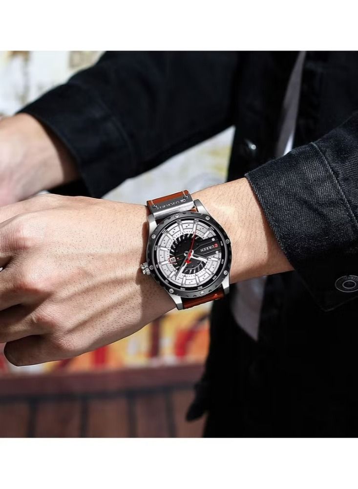 CURREN 8374 Luxury Fashion Casual Sport Watches for Men Leather Wrist Watch Man Clock Fashion Men Wristwatch - Image 2