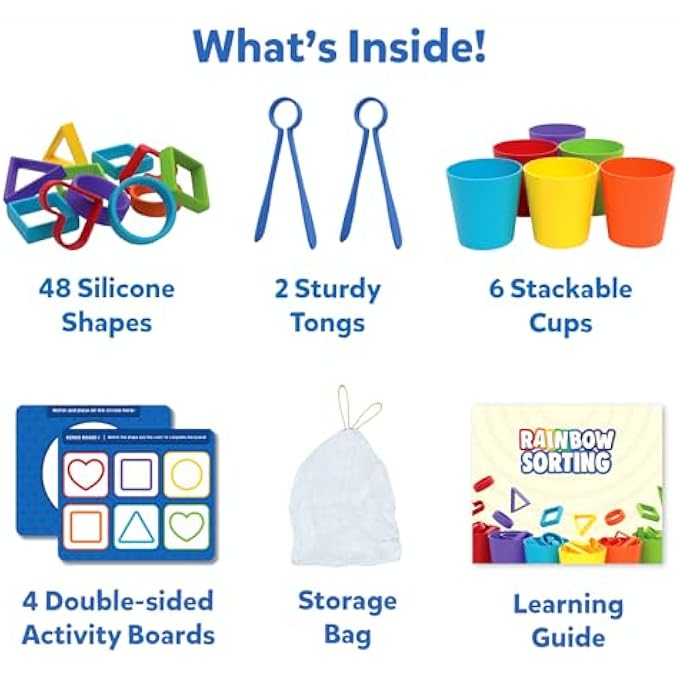 لعبة لوح فرز قوس قزح السيليكون - لعبة تعليمية وتعليمية لتطوير مهارات الفرز، العد، والتسلسل، هدية للأطفال الصغار ومرحلة ما قبل المدرسة من أعمار 3، 4، 5، 6 - Image 3