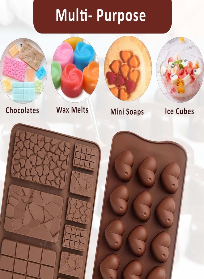 MoldBerry Silicone Chocolate Mould Set | Heart Shape Chocolate Mold & Break Apart Chocolate Bar Mold | Food Grade Flexible Silicone Candy Jelly Mould for Home Bakers & Chocolatiers | Pack 2 - Image 3