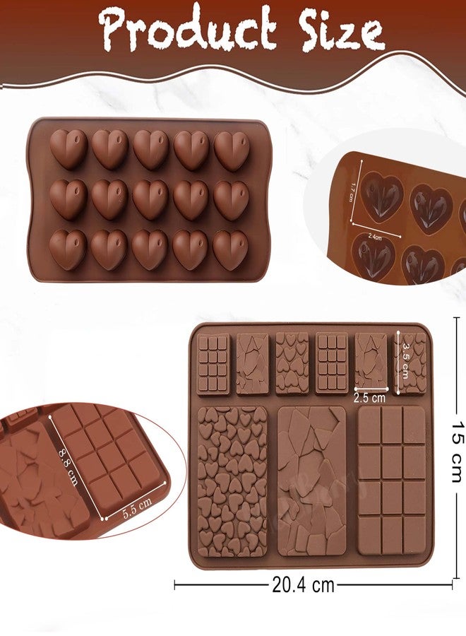 MoldBerry Silicone Chocolate Mould Set | Heart Shape Chocolate Mold & Break Apart Chocolate Bar Mold | Food Grade Flexible Silicone Candy Jelly Mould for Home Bakers & Chocolatiers | Pack 2 - Image 2