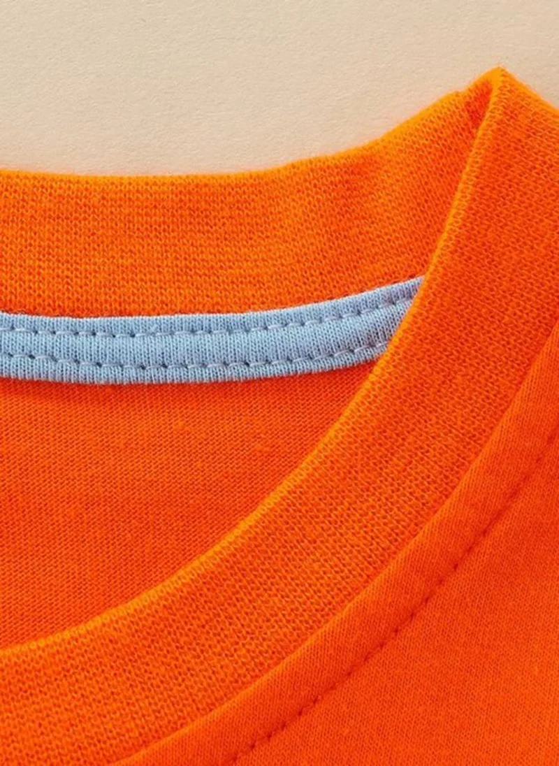 YUNIQEE Orange Graphic Printed Round Neck T-shirt