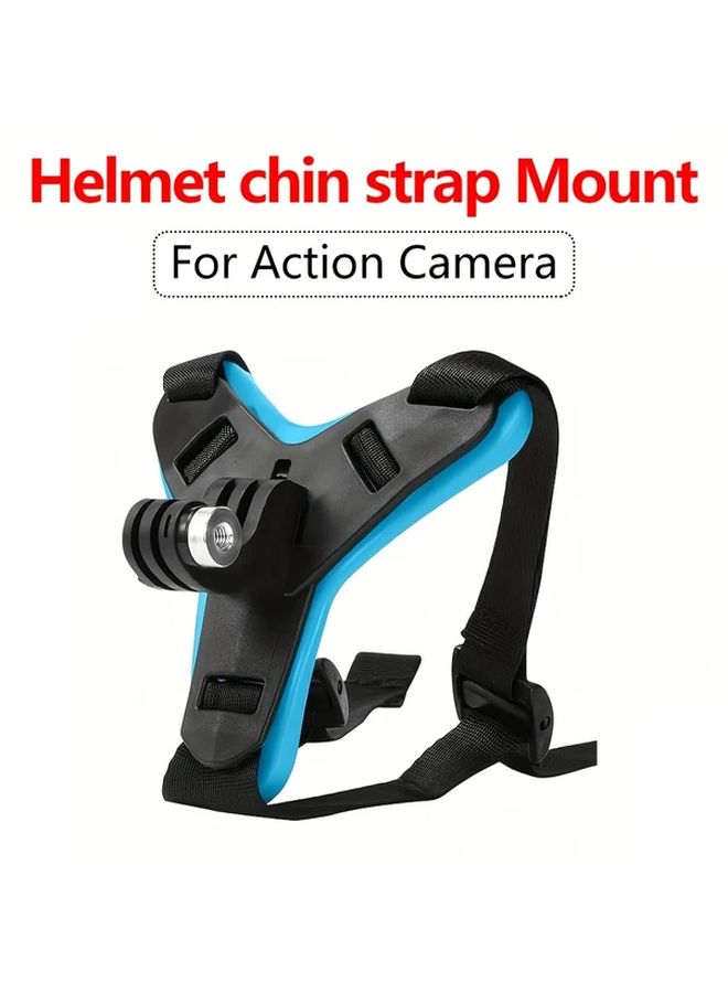 Blue Motorcycle Helmet Chin Strap Mount For Action Cameras Hero DJI Osmo Insta360 - Image 1