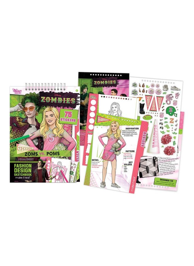 Make It Real Make It Real - Disney Zombies Fashion Design Light Table - Fashion Design Tracing Light Box or Kids - Includes Tracing Light Table, 3 Colored Pencils, Tracing Pages, Sketchbook, & Stickers  - Image 3