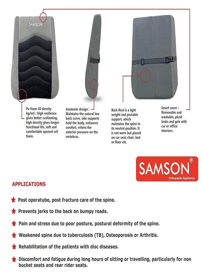 Samson Orthotics Orthopedically Designed Lumbar Support Cushion with High-Density Moulded Foam Back Rest for Office Chair, Car Seat, Sofa for Men and Women - Image 4