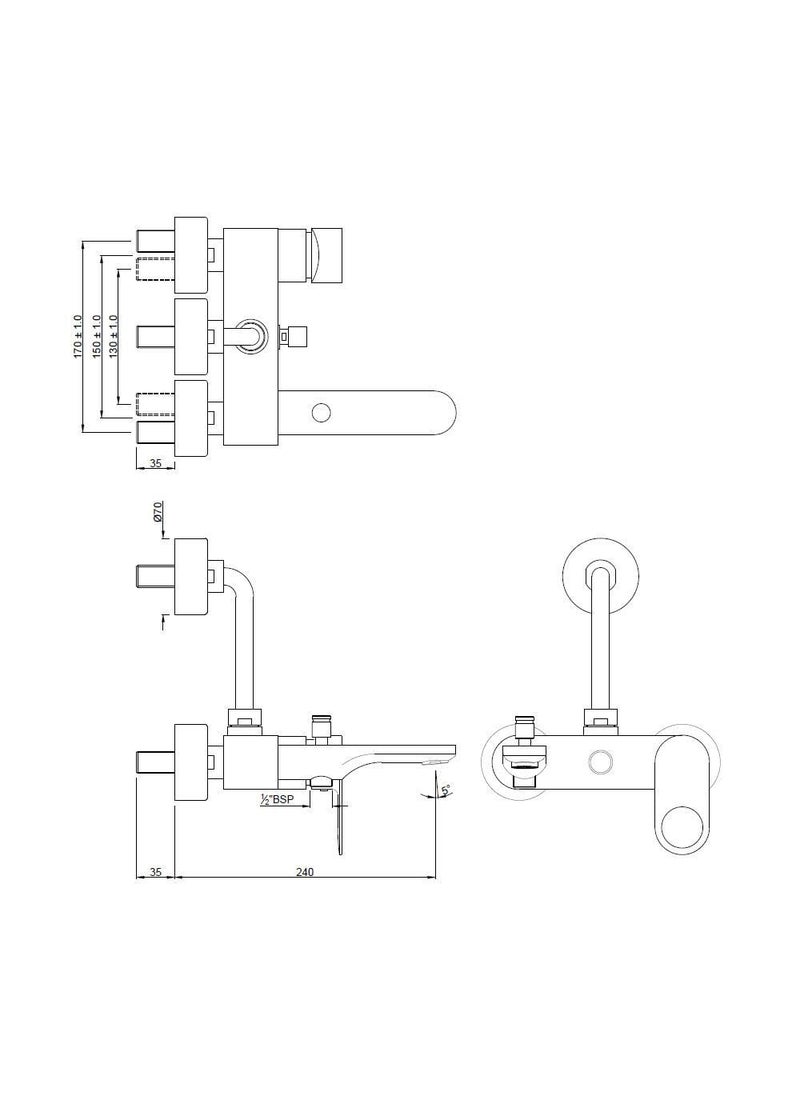 jaquar JAQUAR ORNAMIX Prime Series Normal Flow Exposed Part Kit 3 Way Diverter Chrome ORP10125PM Connections Only to Spout Overhead Shower Hand Shower Wall Mounted Knob Selector with Button  - Image 4