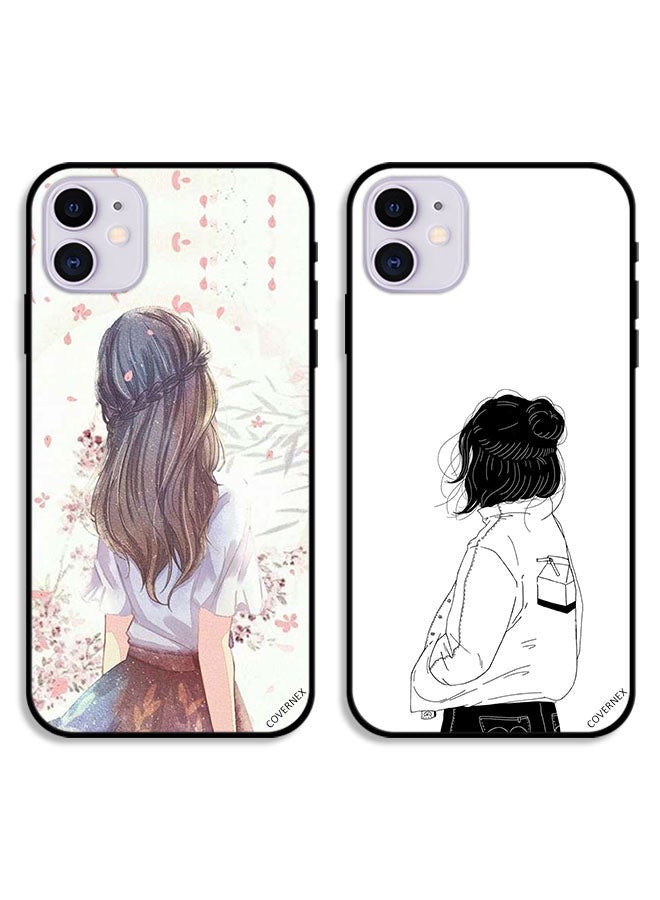 Covernex Two Cases For Apple iPhone 12 Protective Covers Cute Girl in Deep Thinking - Image 1