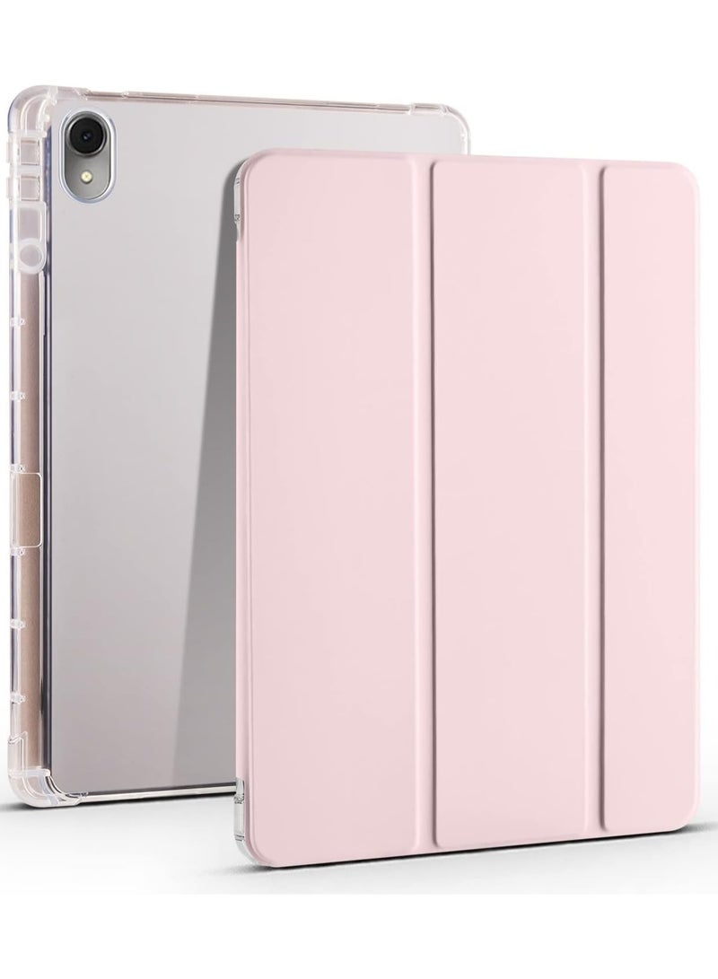 Case Compatible with Huawei MatePad SE 11 inch 2024,Smart Slim Trifold Stand Auto Sleep/Wake Cover with Pencil Holder, Clear Transparent Back Shell （Pink） - Image 1