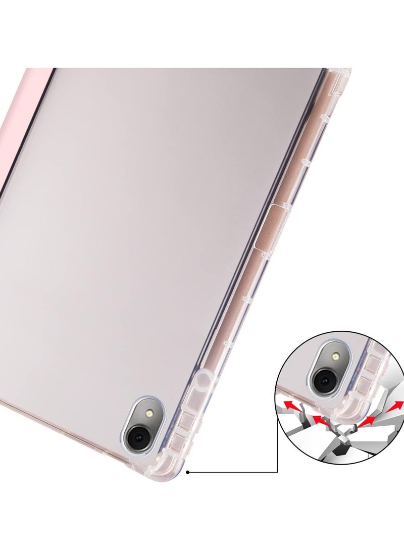 Case Compatible with Huawei MatePad SE 11 inch 2024,Smart Slim Trifold Stand Auto Sleep/Wake Cover with Pencil Holder, Clear Transparent Back Shell （Pink） - Image 4